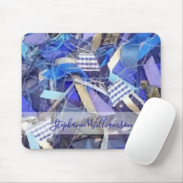 Mousepad Nome Personalizado Azul Abstrato Maximalista Listr