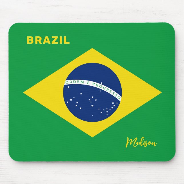 Mousepad Nome Personalizado Bandeira Brasil (Frente)