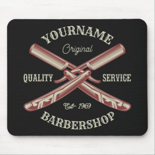 Mousepad NOME Personalizado Barber Hetero Razor Barbershop