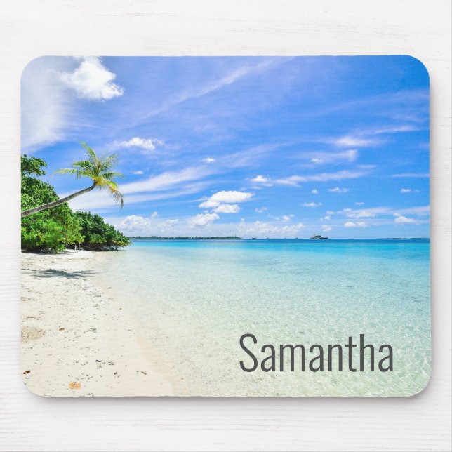 Mousepad Nome personalizado Beach Waves Ocean Tropical (Frente)