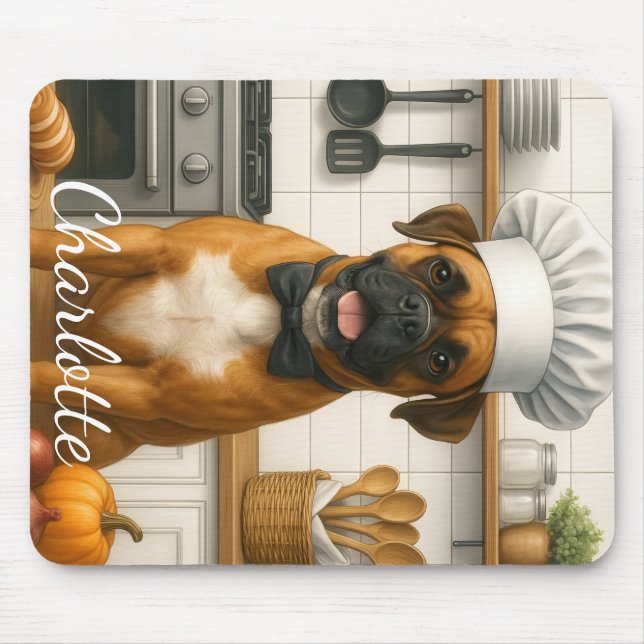 Mousepad Nome Personalizado Boxer Amante de Culinária Boxer (Frente)