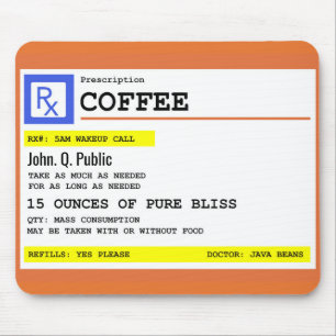 Mousepad Nome personalizado café da prescrição