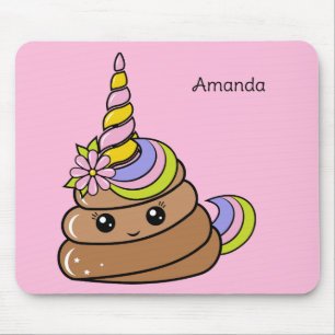 Mousepad Nome Personalizado Cocô de Unicórnio