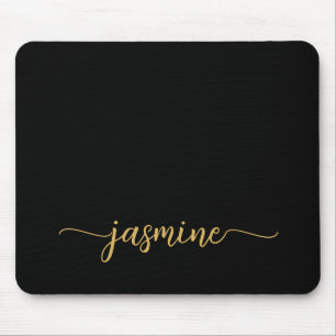 Mousepad Nome Personalizado com Monograma Preto Simples Fem