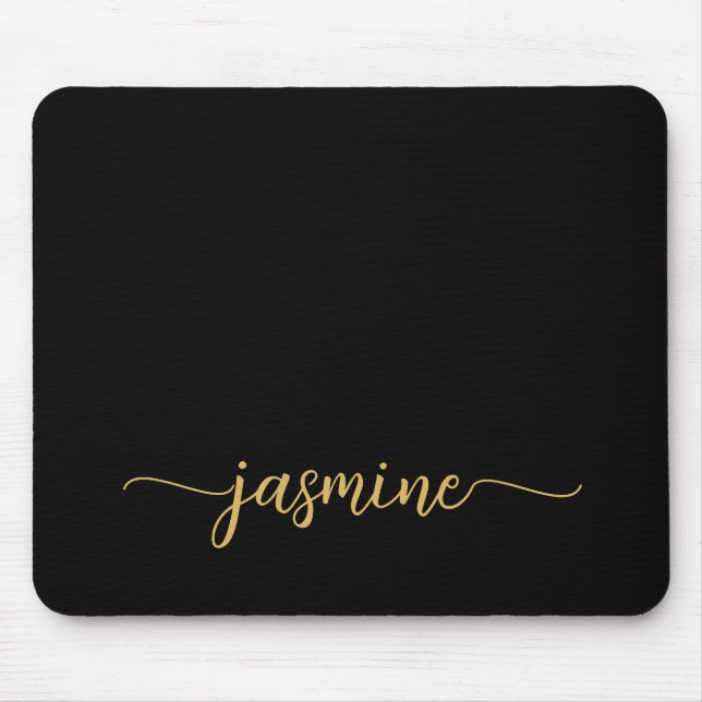 Mousepad Nome Personalizado com Monograma Preto Simples Fem (Frente)