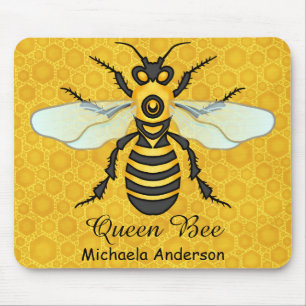 Mousepad Nome personalizado da abelha de rainha do favo de