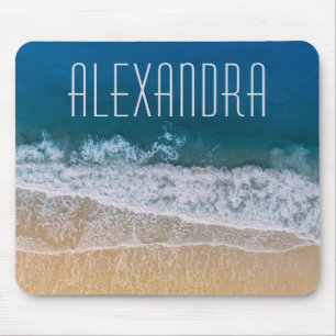Mousepad Nome Personalizado da Praia Tropical de Sonho Flór
