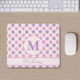 Mousepad Nome Personalizado De Bolinhas Rosa E Roxo