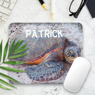 Mousepad Nome Personalizado de Fotografia de Tartaruga Mari