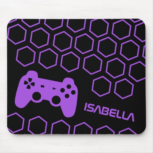 Mousepad Nome Personalizado de Jogos de Roxo Quente (Frente)