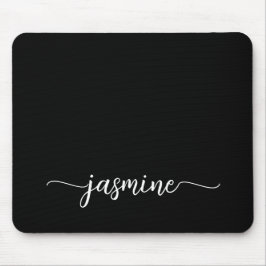 Mousepad Nome Personalizado de Monograma Preto Simples Femi