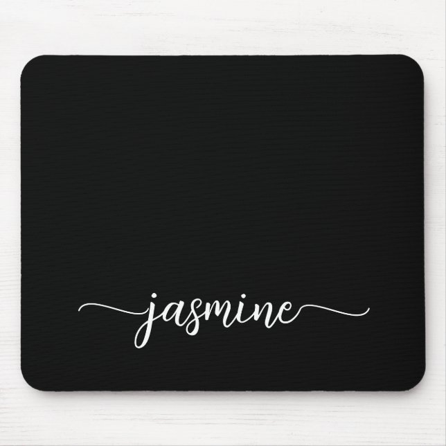 Mousepad Nome Personalizado de Monograma Preto Simples Femi (Frente)