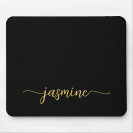 Mousepad Nome Personalizado de Monograma Preto Simples Femi