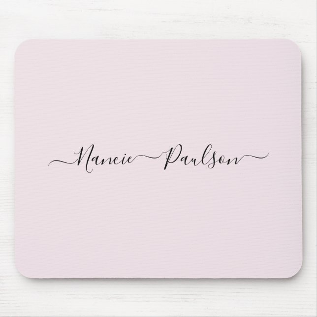 Mousepad Nome Personalizado de Script Rosa Esmagador Mínimo (Frente)