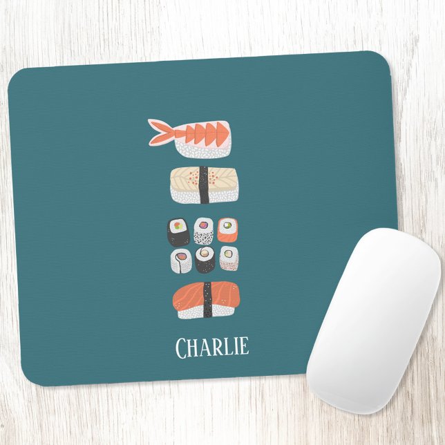 Mousepad Nome Personalizado de Sushi Japonês (Japanese Sushi personalized custom name art mousemat)