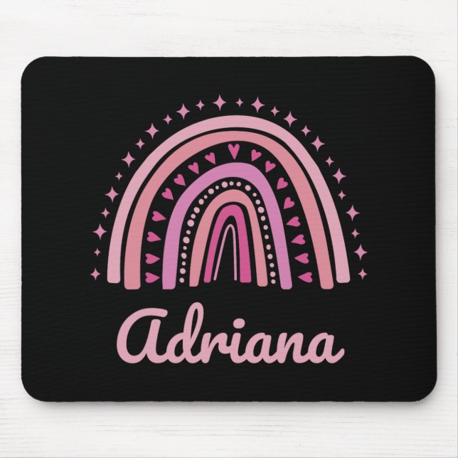 Mousepad Nome Personalizado Divertido Mulheres Rosa Arco-ír (Frente)