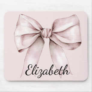 Mousepad Nome Personalizado do arco rosa coquete estético