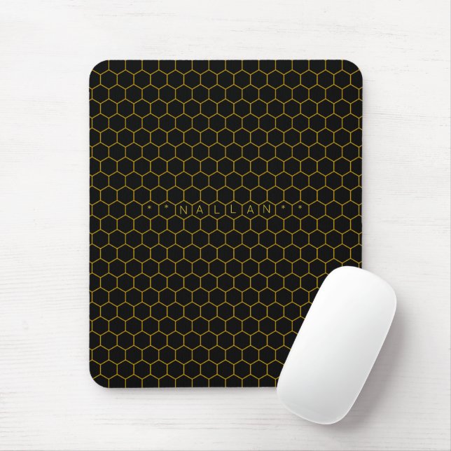 Mousepad Nome Personalizado do Combo de mel preto Simples e (Com mouse)