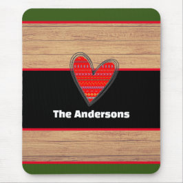 Mousepad Nome Personalizado do Coração de Madeira Russo Mod