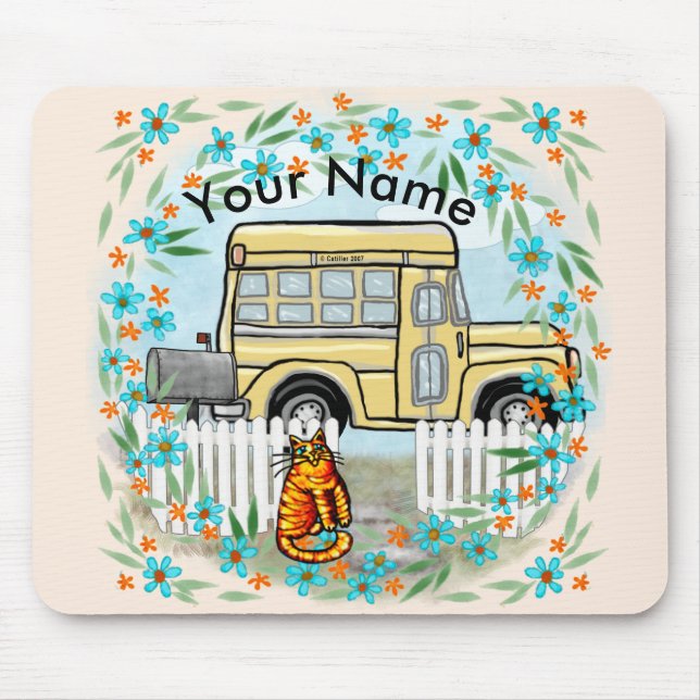 Mousepad Nome personalizado do Dia de Ônibus Escolar (Frente)