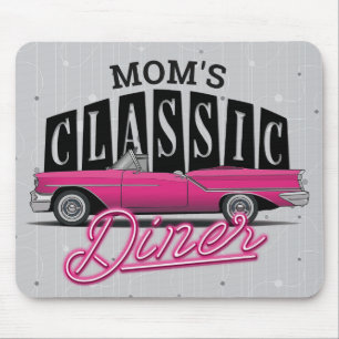 Mousepad Nome Personalizado Do Diner Da mãe Carro Clássico 