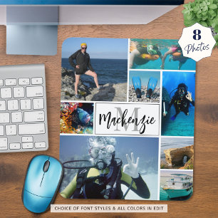 Mousepad Nome Personalizado do Monograma de Colagem de Foto