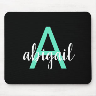 Mousepad Nome Personalizado do Monograma Moderno de Teal Pr