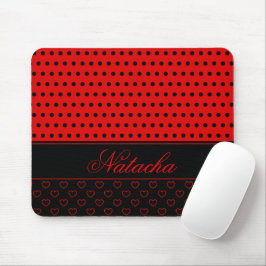 Mousepad Nome Personalizado Do Na moda Red E Black Bolinhas