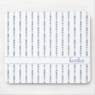 Mousepad Nome Personalizado do Padrão Abstrato Azul Monocr
