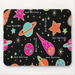 Mousepad Nome Personalizado do Padrão do Foguete de Espaço