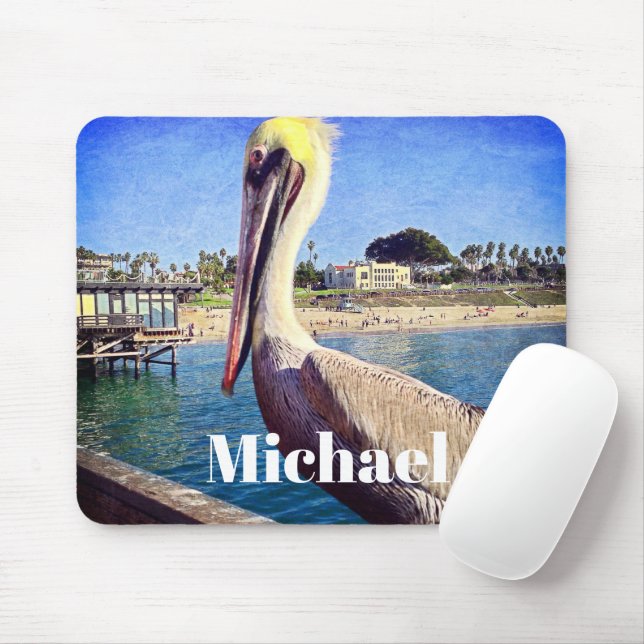 Mousepad Nome Personalizado do Pier Fotográfico Pelican Bir (Com mouse)