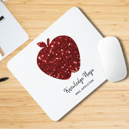 Mousepad Nome Personalizado do Professor Red Apple Faux Gli