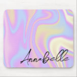 Mousepad Nome Personalizado do Script de Assinatura Holográ<br><div class="desc">Pad do Mouse Personalizado do Script de Assinatura Elegante. Nome personalizado: design de tipografia de caligrafia simples e fundo de abstrato holográfico.</div>