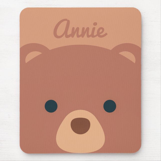 Mousepad Nome Personalizado do Urso Marrom Fofinho Cinto |  (Frente)
