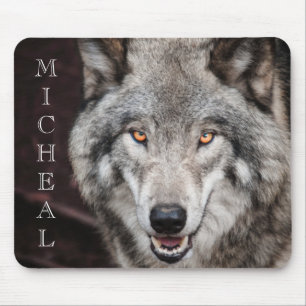 Mousepad Nome personalizado do Wolf Photo