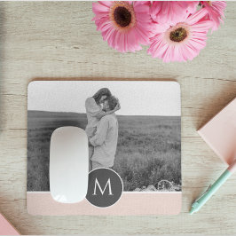 Mousepad Nome personalizado e foto minimalista cor-de-rosa 
