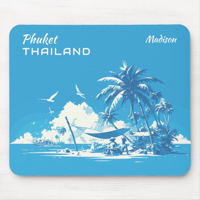 Mousepad Nome personalizado e texto Phuket Tailândia (Frente)