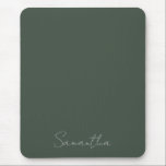 Mousepad Nome personalizado elegante Verde escuro<br><div class="desc">Mato do Mouse Elegante de Nome Personalizado em verde escuro com nome em letra prateada. Basta preencher seu nome ou personalizar ainda mais para criar seu tapete personalizado do mouse.</div>