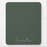 Mousepad Nome personalizado elegante Verde escuro<br><div class="desc">Mato do Mouse Elegante de Nome Personalizado em verde escuro com nome em letra prateada. Basta preencher seu nome ou personalizar ainda mais para criar seu tapete personalizado do mouse.</div>