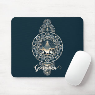 Mousepad Nome Personalizado Estrela Santa de Mandala Orname
