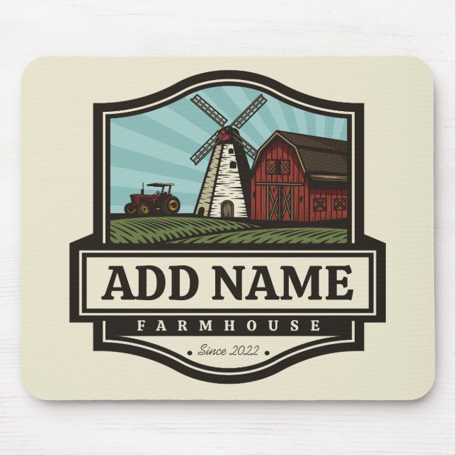 Mousepad NOME Personalizado Farmhouse Rustic Farmhouse Old  (Frente)