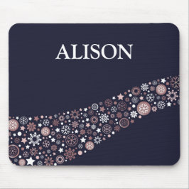 Mousepad Nome personalizado flocos de neve de inverno de na