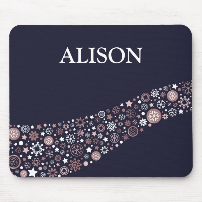 Mousepad Nome personalizado flocos de neve de inverno de na (Frente)