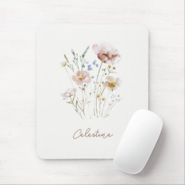Mousepad Nome Personalizado Floral Macio Moderno