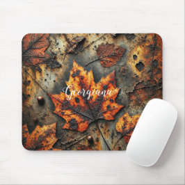 Mousepad Nome Personalizado Folhas Industriais Grungentes