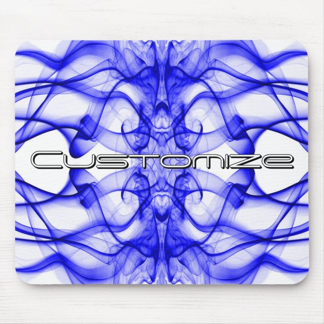 Mousepad Nome Personalizado Fumaça Azul Simétrica Branco (Frente)