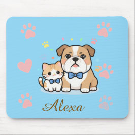 Mousepad Nome Personalizado Gato Cachorro Pata Rosa Fofa