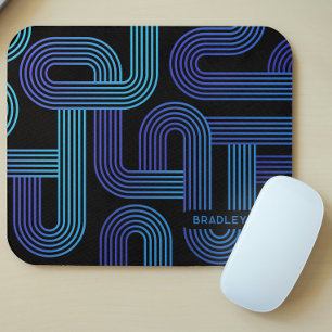 Mousepad Nome Personalizado Geométrico Abstrato Azul Roxo M