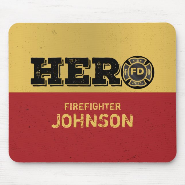 Mousepad Nome Personalizado, Herói Bombeiro (Frente)