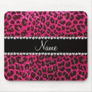 Mousepad Nome personalizado impressão-leopardo-rosa-rosa